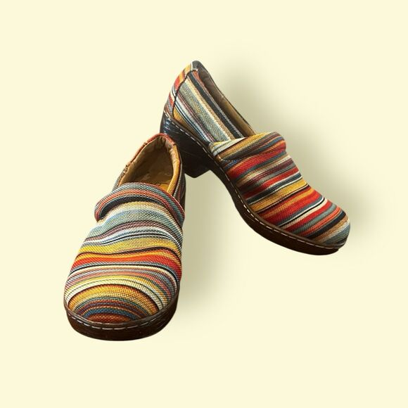 Born BOC Clogs comfort shoes Nadiyya stripes size 8.5 Boho Southwest - Picture 1 of 11